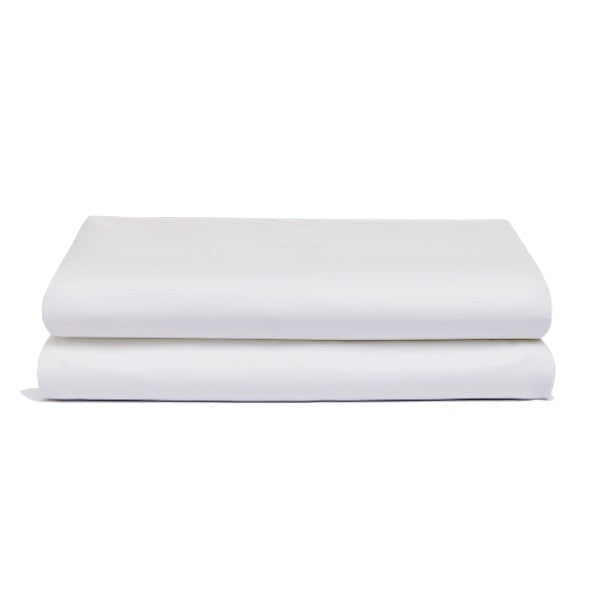 144 TC Poly Cotton White Flat Sheet