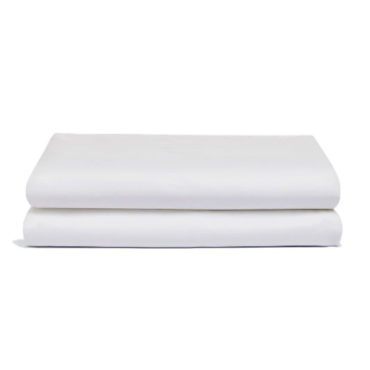 144 TC Poly Cotton White Flat Sheet